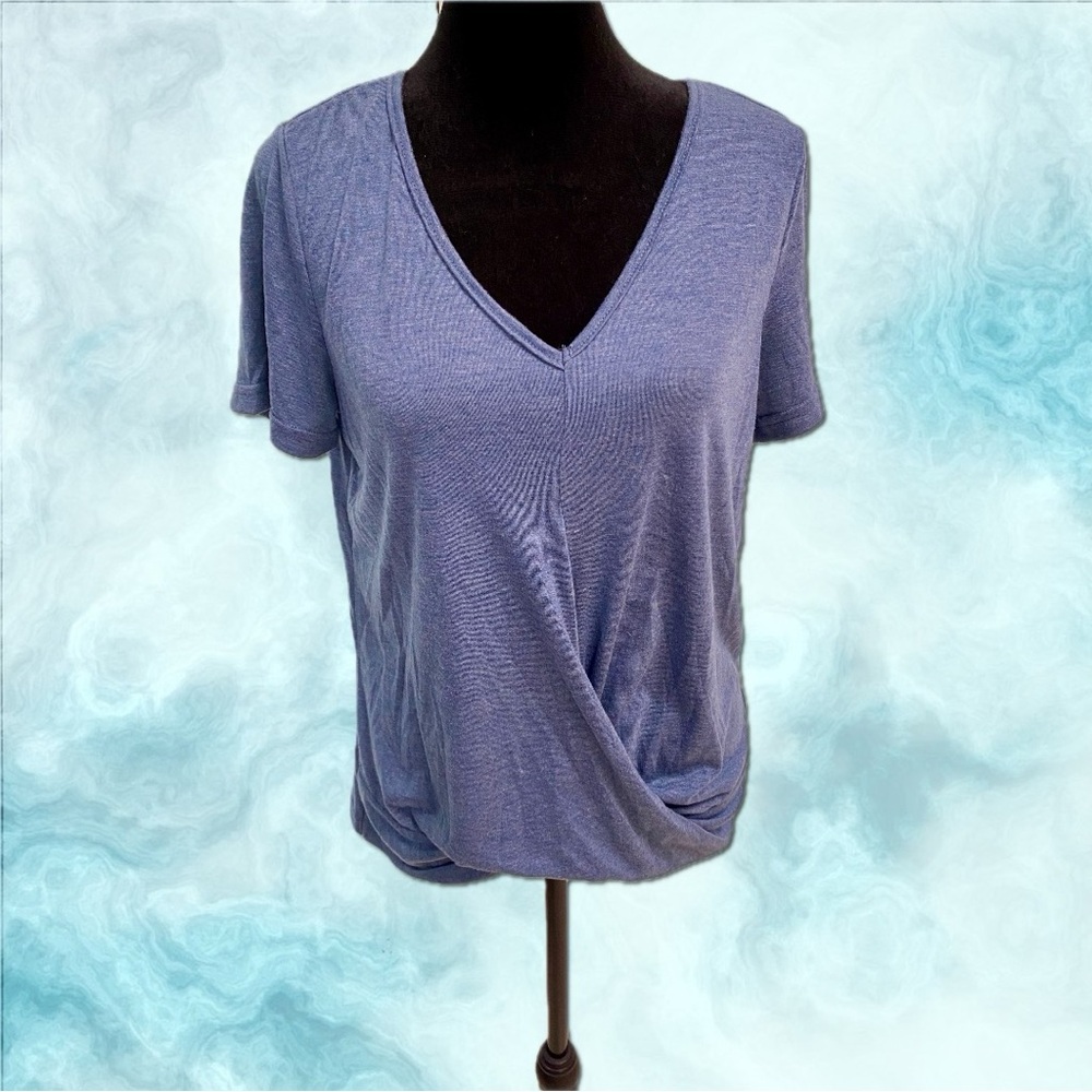 SHEIN Blue Wrap Style T-Shirt Relaxed Fit